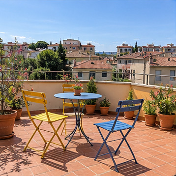 Terrazza dell’attico a Firenze · Immagine generata con IA