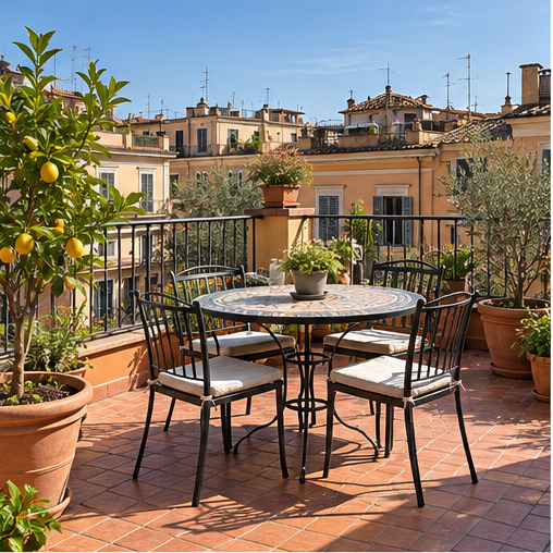Terrazza dell’attico a Roma Prati · Immagine generata con IA